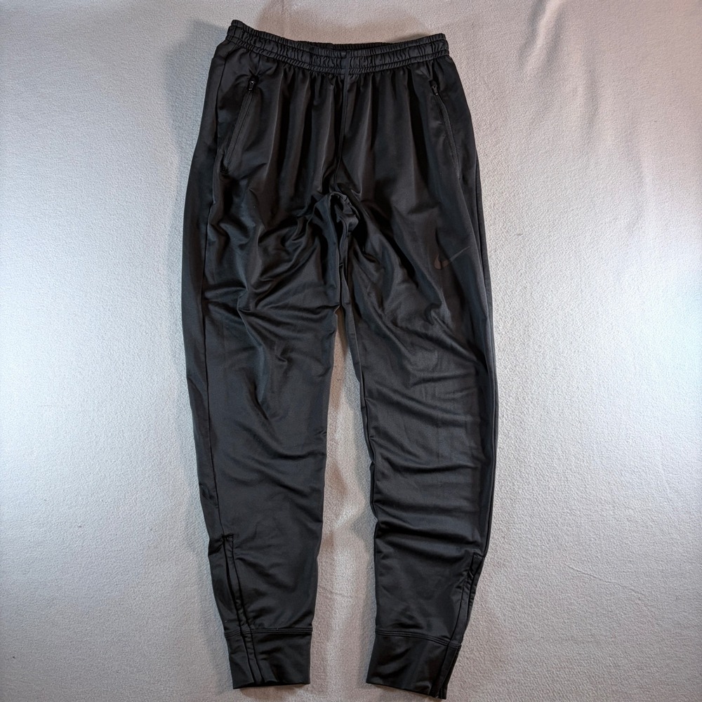 Nike Dri-FIT Mens Medium Black Tapered Training Pants Zipper Pockets Ankle Zip